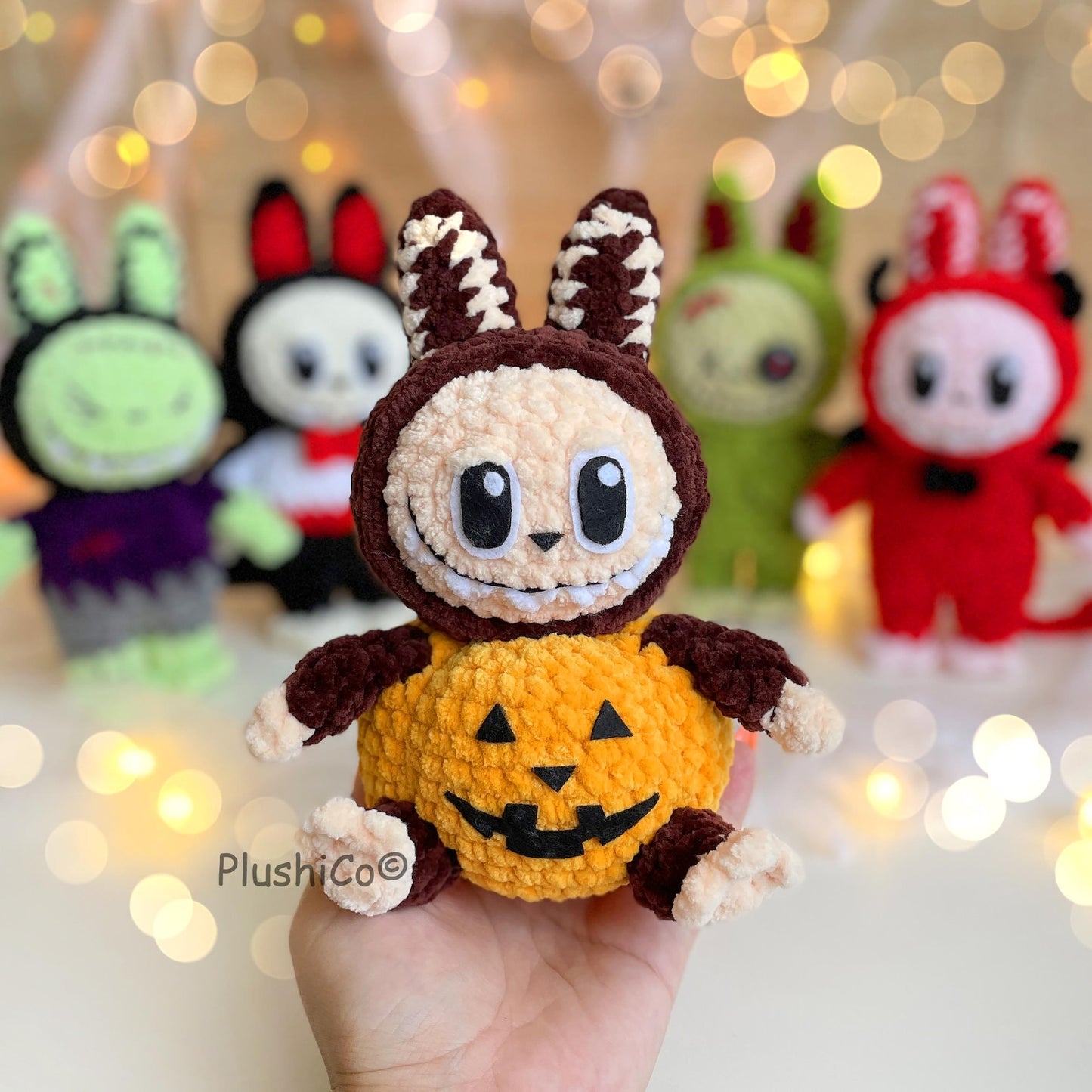 Labubu Crochet Pattern, Halloween Amigurumi Bunny Frankenstein, Dracula, Pumpkin, Zombie, Devil (PDF Tutorial)
