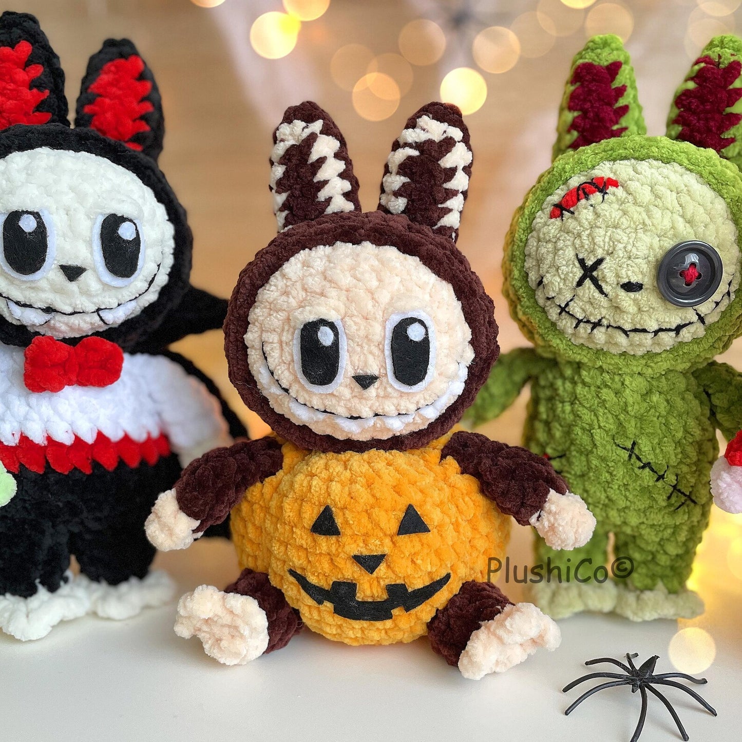 Labubu Crochet Pattern, Halloween Amigurumi Bunny Frankenstein, Dracula, Pumpkin, Zombie, Devil (PDF Tutorial)
