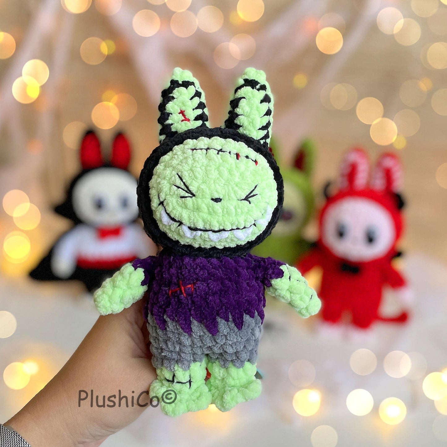 Labubu Crochet Pattern, Halloween Amigurumi Bunny Frankenstein, Dracula, Pumpkin, Zombie, Devil (PDF Tutorial)