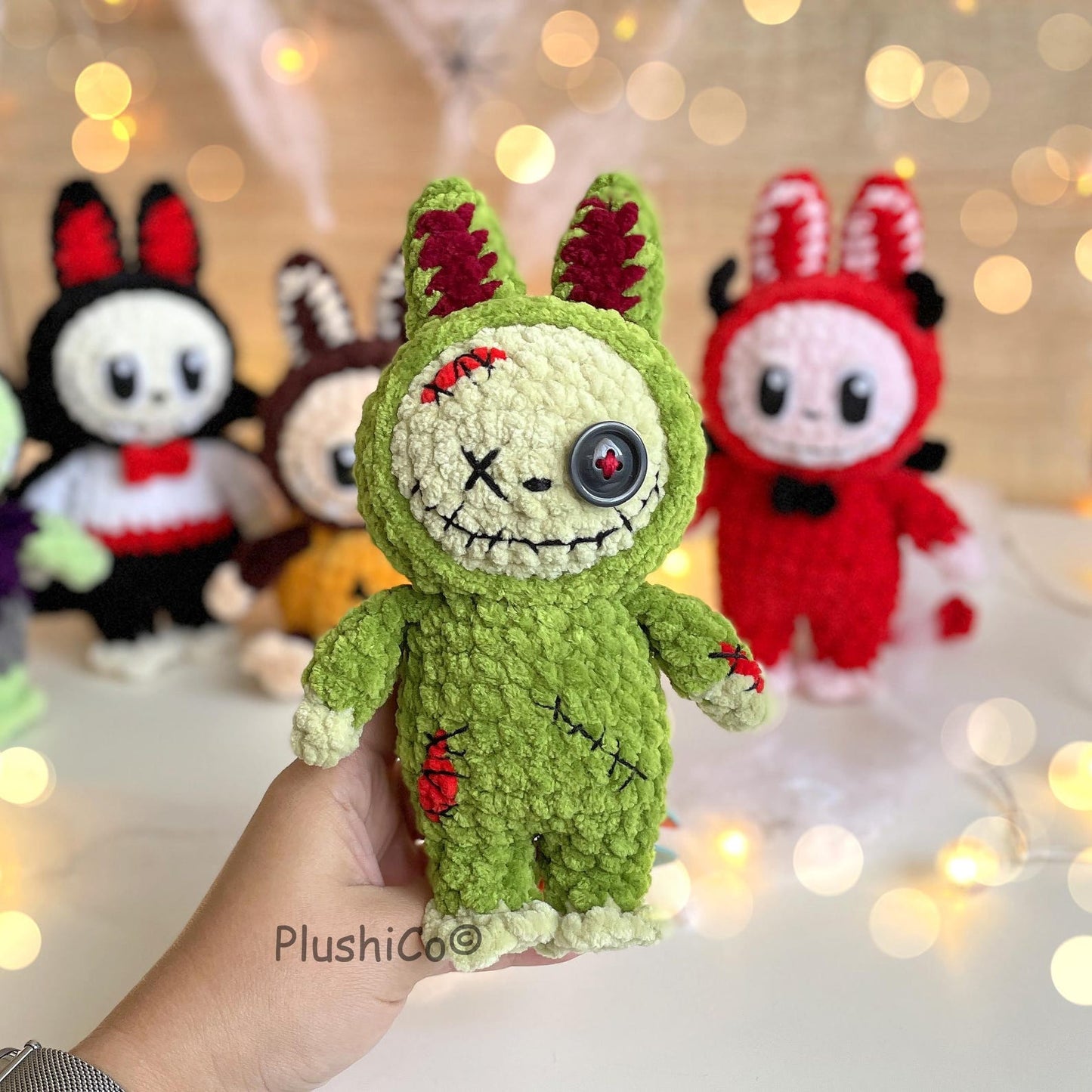Labubu Crochet Pattern, Halloween Amigurumi Bunny Frankenstein, Dracula, Pumpkin, Zombie, Devil (PDF Tutorial)