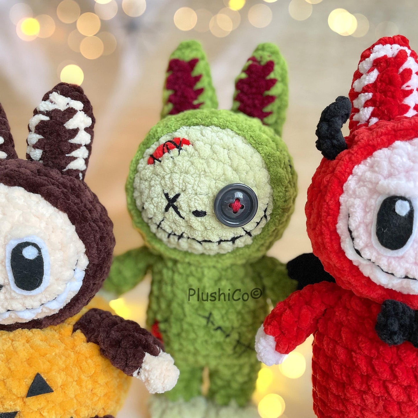 Labubu Crochet Pattern, Halloween Amigurumi Bunny Frankenstein, Dracula, Pumpkin, Zombie, Devil (PDF Tutorial)