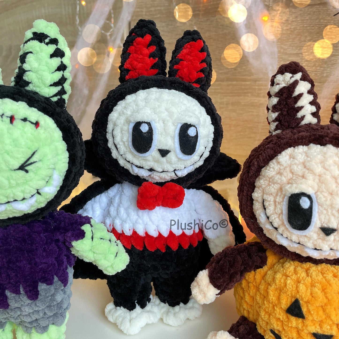 Labubu Crochet Pattern, Halloween Amigurumi Bunny Frankenstein, Dracula, Pumpkin, Zombie, Devil (PDF Tutorial)