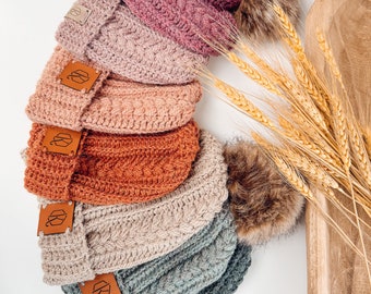 CROCHET PATTERN + VIDEO Snowy Wheat Puff Stitch Crochet Hat Pattern, Instant Download. Winter Beanie in 8 Size Newborn to Adult Crochet Flat
