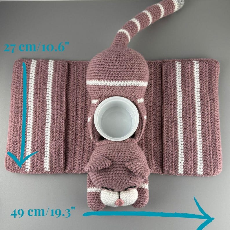 Crochet pattern adorable Cat Sofa Organizer, English US Terms & Swedish