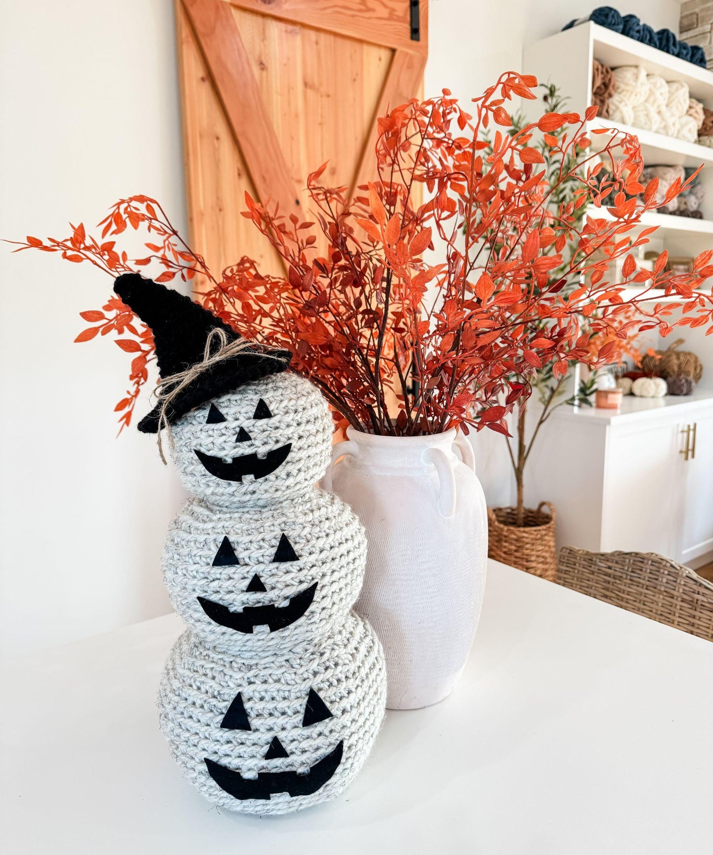 CROCHET PATTERN & VIDEO/ Jack-O'-Lantern Pumpkin Stack, Crochet Jack-O'-Lantern, Halloween decor, Fall Decor, Pdf, Gifting