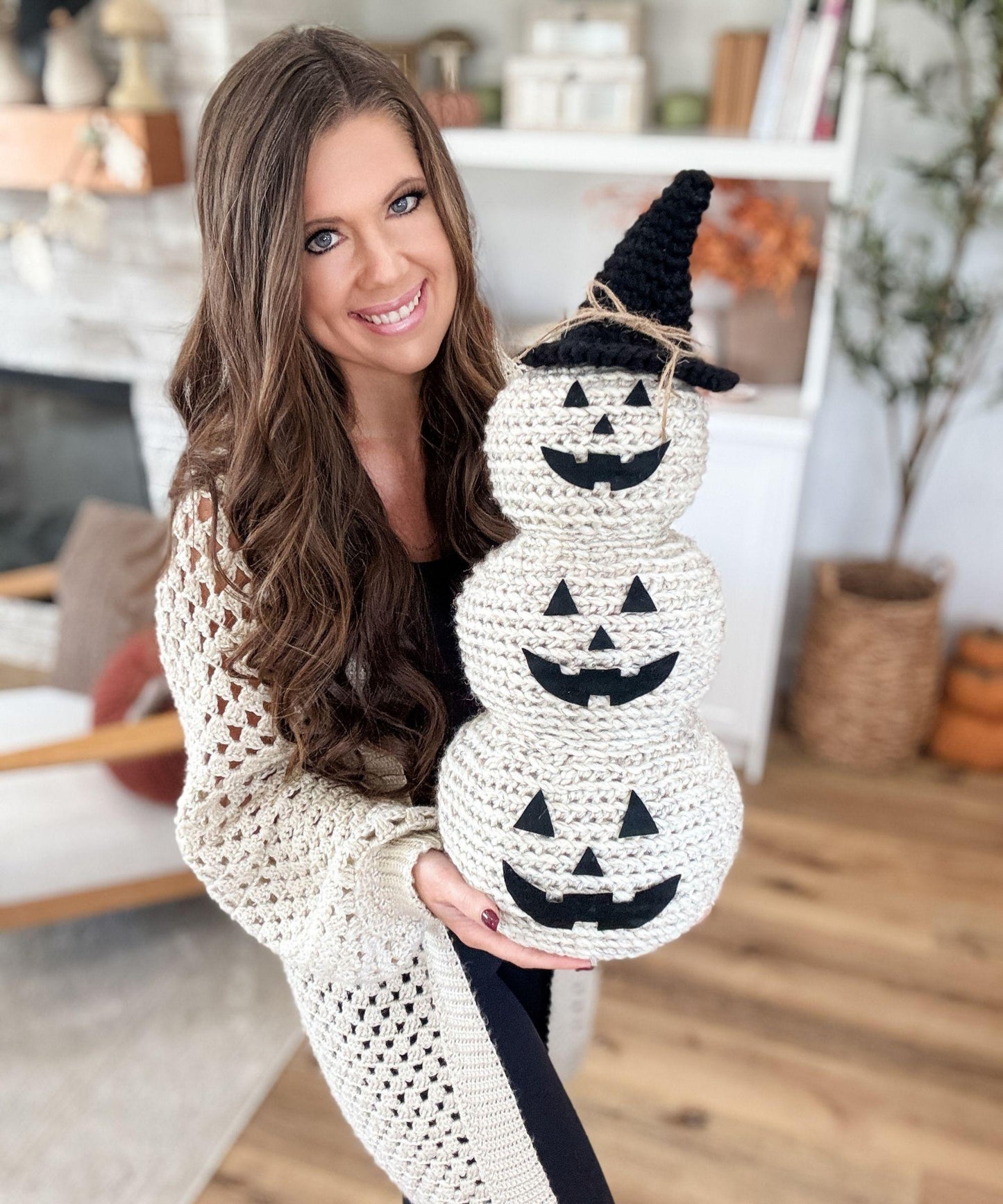 CROCHET PATTERN & VIDEO/ Jack-O'-Lantern Pumpkin Stack, Crochet Jack-O'-Lantern, Halloween decor, Fall Decor, Pdf, Gifting