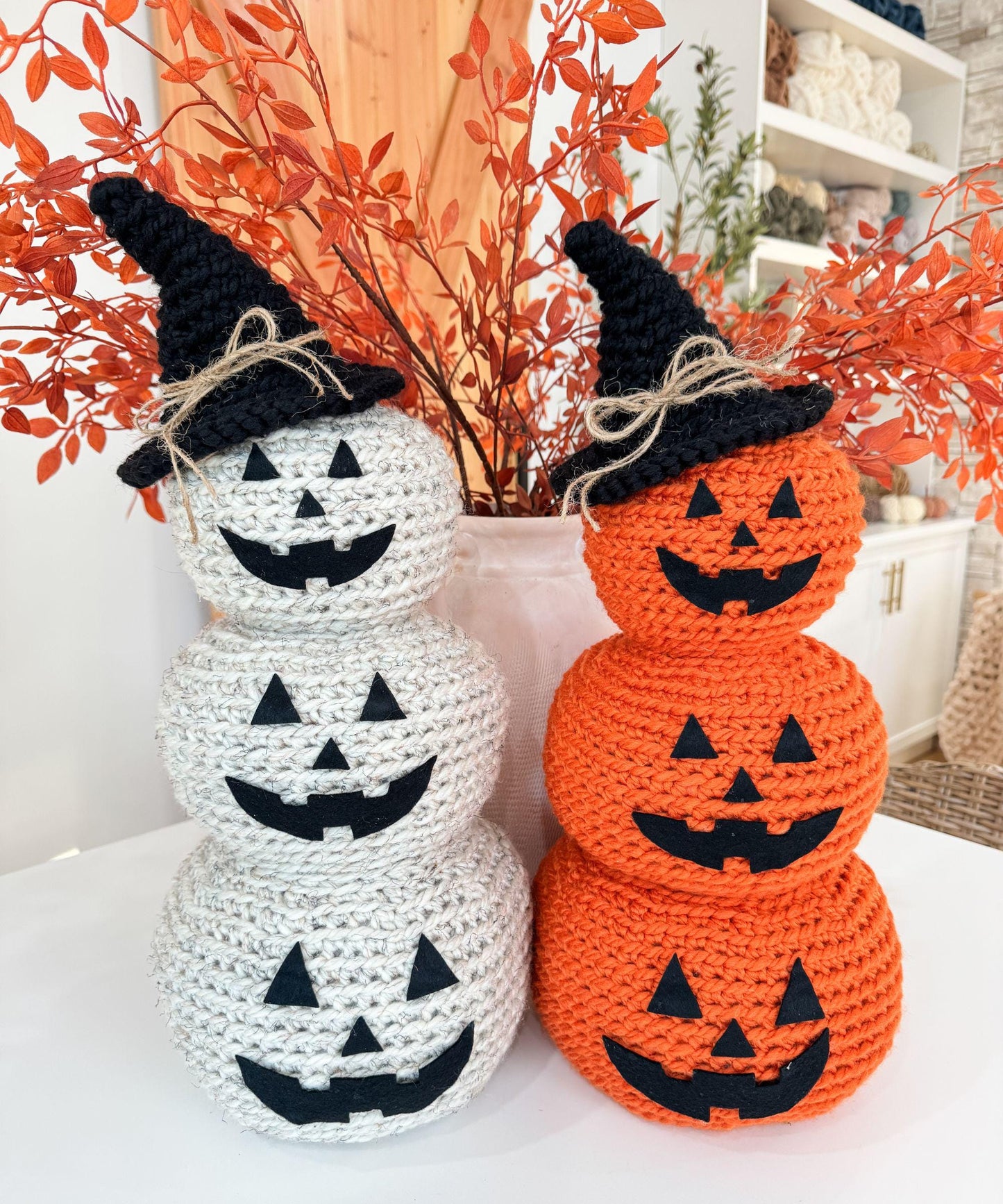 CROCHET PATTERN & VIDEO/ Jack-O'-Lantern Pumpkin Stack, Crochet Jack-O'-Lantern, Halloween decor, Fall Decor, Pdf, Gifting