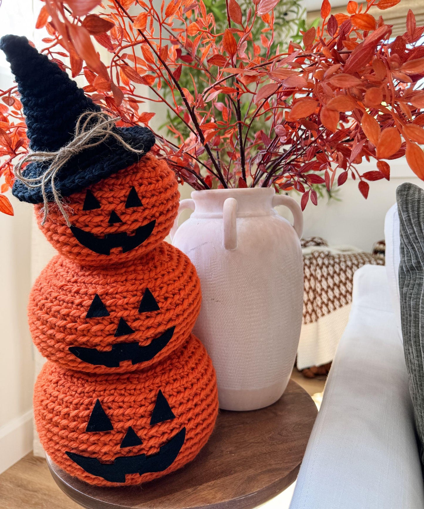 CROCHET PATTERN & VIDEO/ Jack-O'-Lantern Pumpkin Stack, Crochet Jack-O'-Lantern, Halloween decor, Fall Decor, Pdf, Gifting