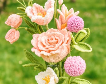 900+ Flower Bouquet Crochet PATTERN Bundle Amigurumi Digital Mother Day Floral Stem Pot Plant Spring Sun Wedding Rose Tulip Daisy Grad Gift