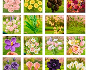 900+ Flower Bouquet Crochet PATTERN Bundle Amigurumi Digital Mother Day Floral Stem Pot Plant Spring Sun Wedding Rose Tulip Daisy Grad Gift