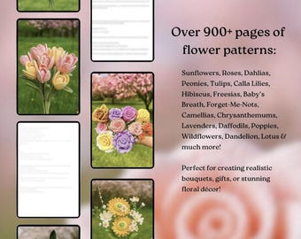 900+ Flower Bouquet Crochet PATTERN Bundle Amigurumi Digital Mother Day Floral Stem Pot Plant Spring Sun Wedding Rose Tulip Daisy Grad Gift