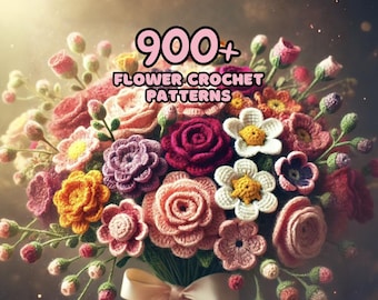 900+ Flower Bouquet Crochet PATTERN Bundle Amigurumi Digital Mother Day Floral Stem Pot Plant Spring Sun Wedding Rose Tulip Daisy Grad Gift