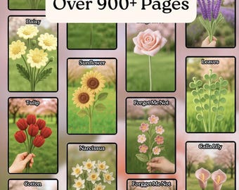 900+ Flower Bouquet Crochet PATTERN Bundle Amigurumi Digital Mother Day Floral Stem Pot Plant Spring Sun Wedding Rose Tulip Daisy Grad Gift