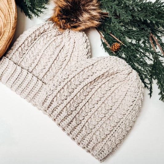 CROCHET PATTERN + VIDEO Snowy Wheat Puff Stitch Crochet Hat Pattern, Instant Download. Winter Beanie in 8 Size Newborn to Adult Crochet Flat